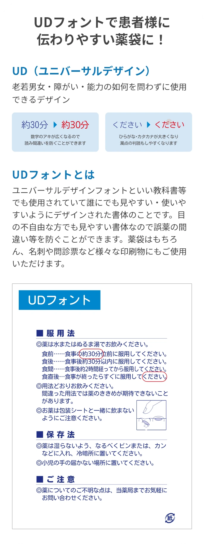 UDフォントで患者様に伝わりやすい薬袋に！